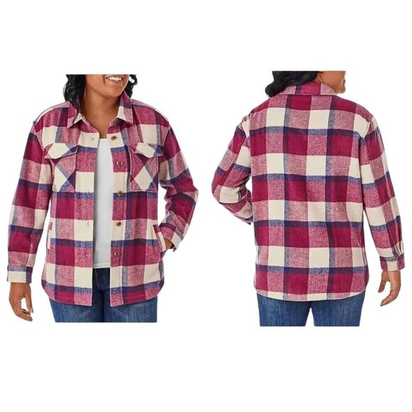 Member's Mark Pink Plaid Shacket Size XXL With Pockets Button Down Front - Picture 9 of 10